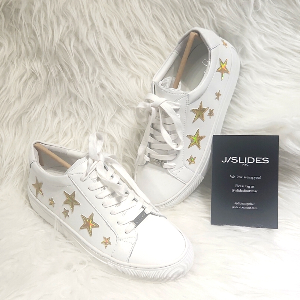 [US7] J SLIDES white Platform Sneaker BNIB - real leather, women's